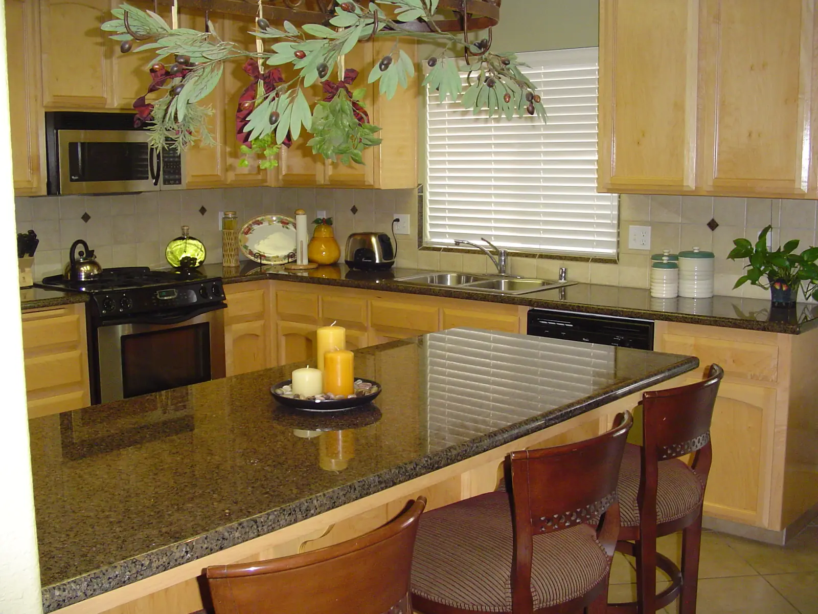 Granite kitchen island and countertops in a Central Valley home