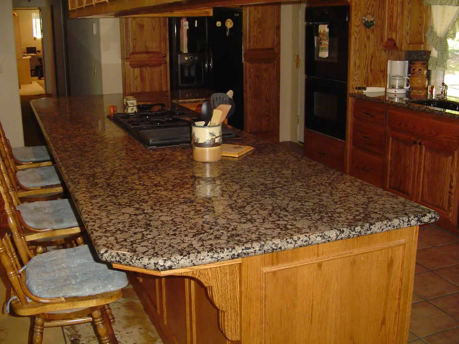 Granite kitchen island bar top with seating